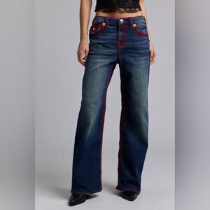 True Religion Bobbi Blue Jeans with Red Accents